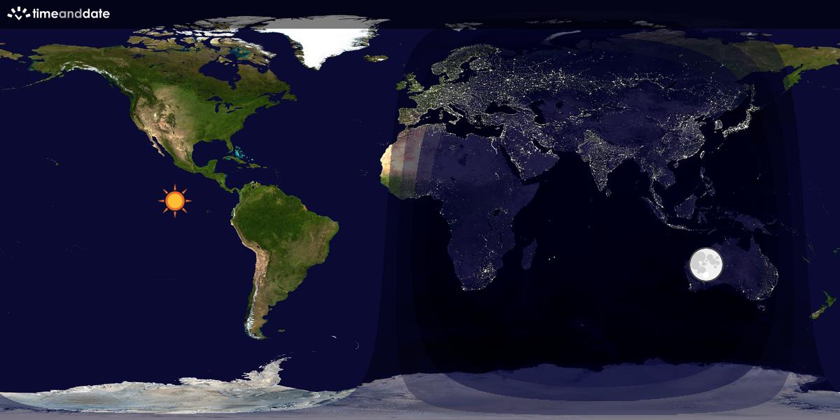 Verdenskart som viser dag og natt 