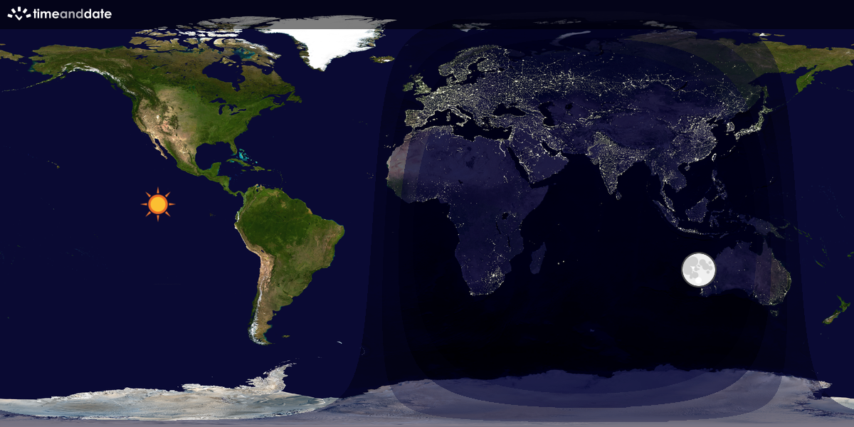 Verdenskart som viser dag og natt 