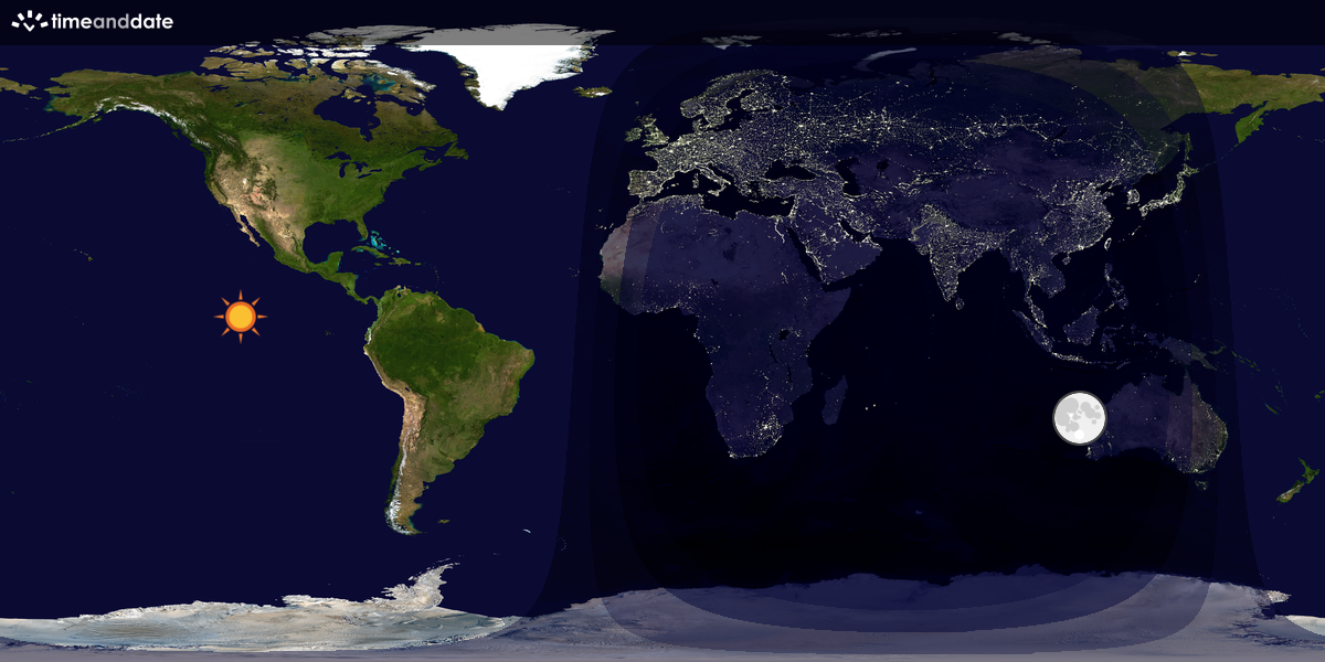 Verdenskart som viser dag og natt 