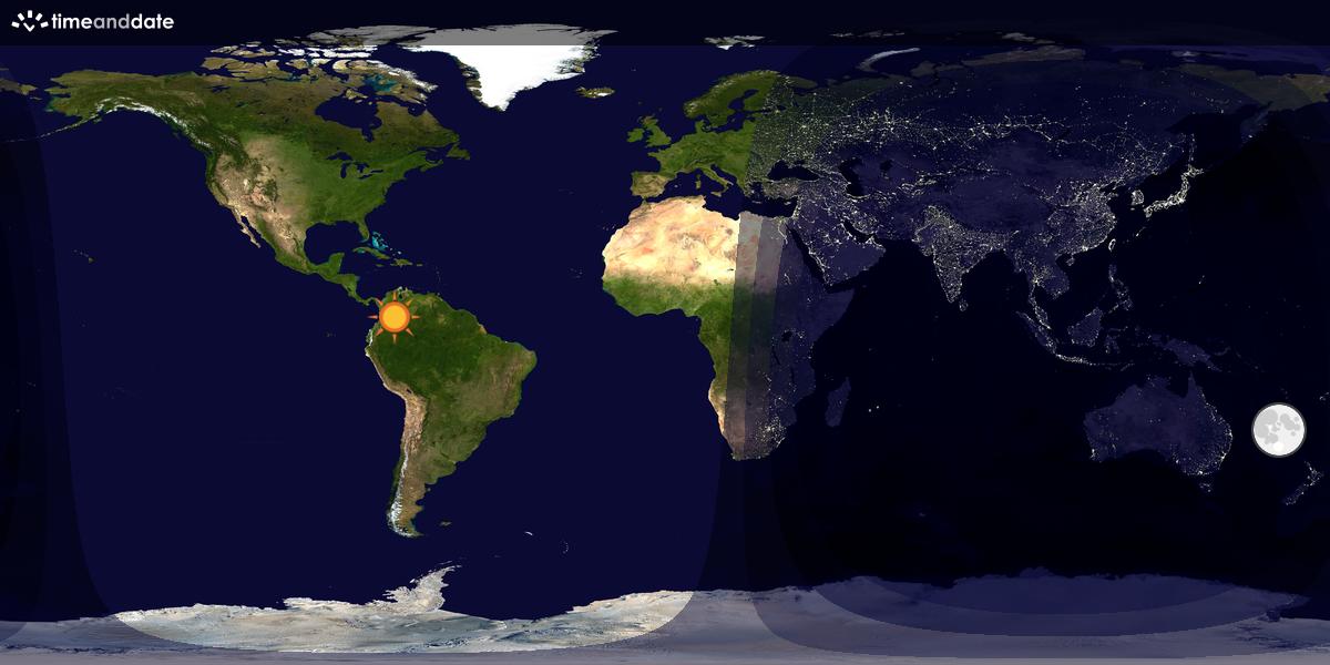 Verdenskart som viser dag og natt 