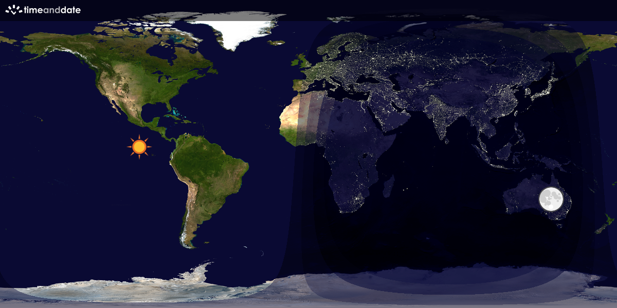 Verdenskart som viser dag og natt 