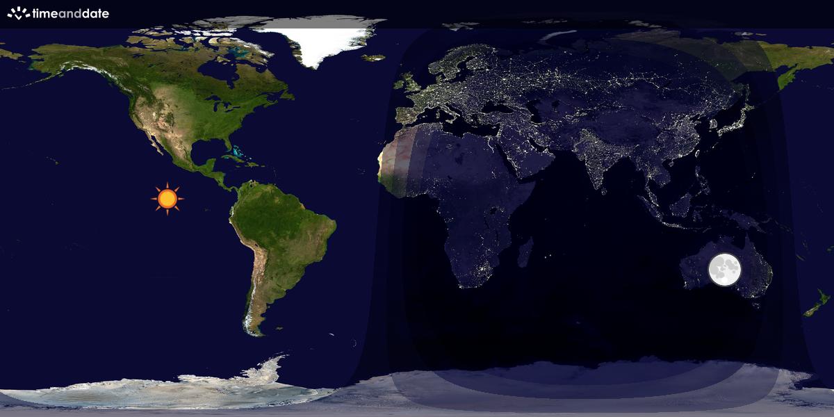 Verdenskart som viser dag og natt 