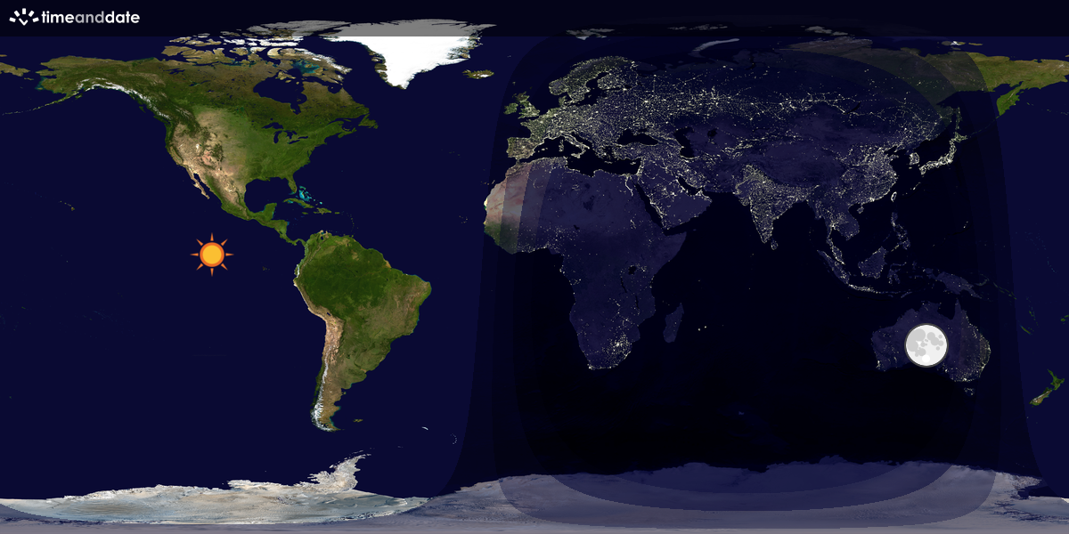 Verdenskart som viser dag og natt 