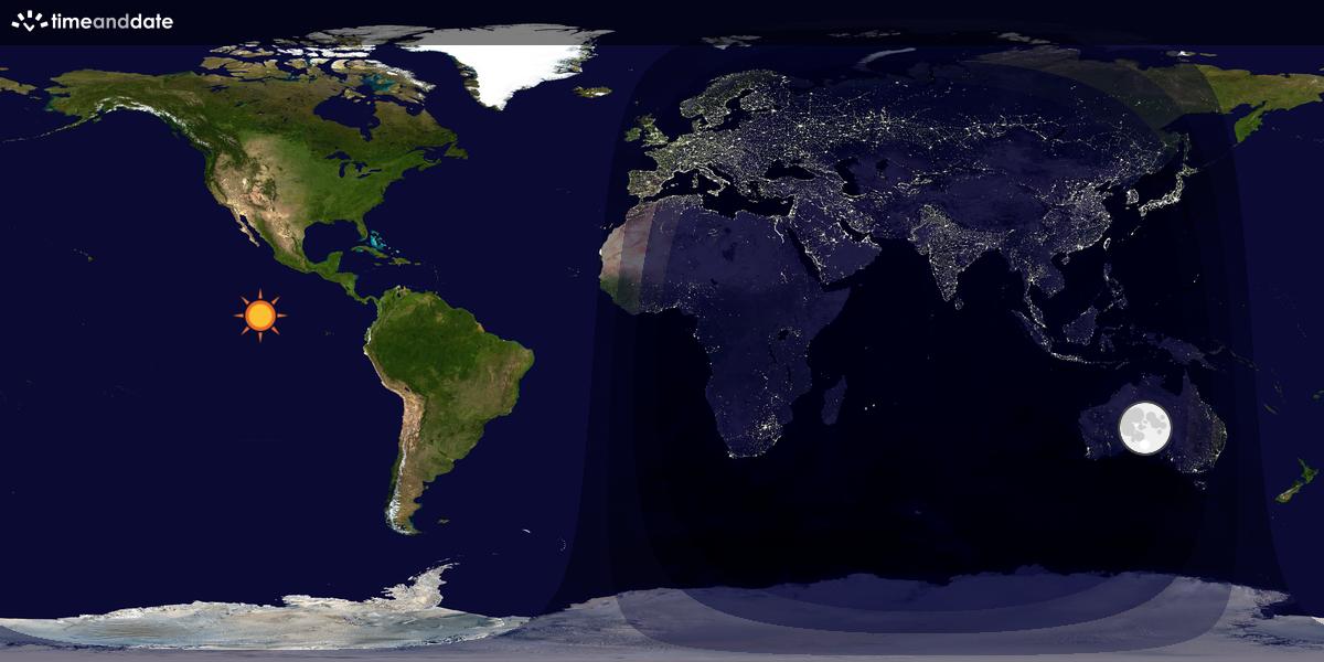 Verdenskart som viser dag og natt 