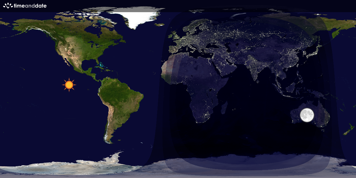 Verdenskart som viser dag og natt 