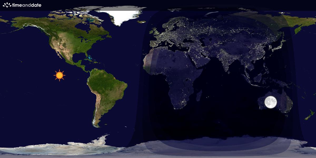 Verdenskart som viser dag og natt 