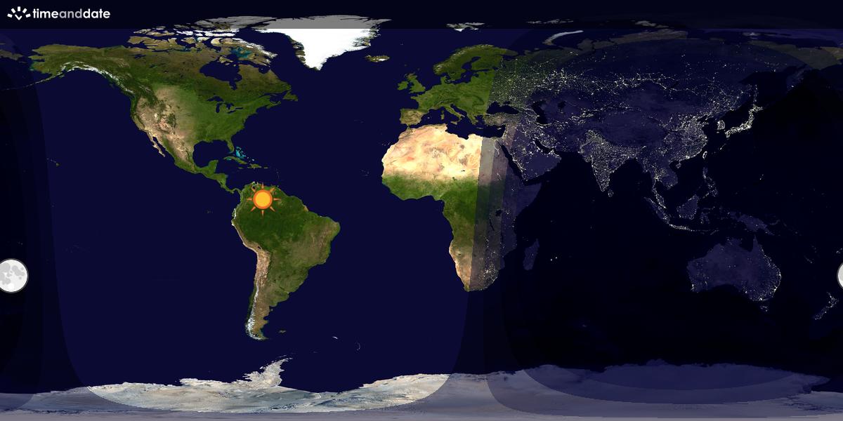 Verdenskart som viser dag og natt 