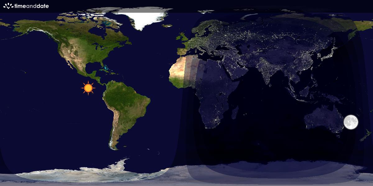 Verdenskart som viser dag og natt 