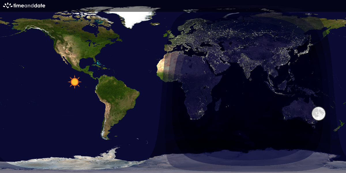 Verdenskart som viser dag og natt 