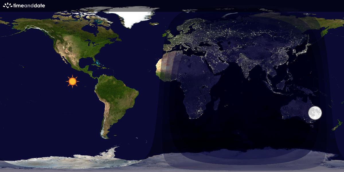 Verdenskart som viser dag og natt 