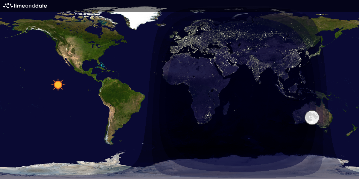 Verdenskart som viser dag og natt 