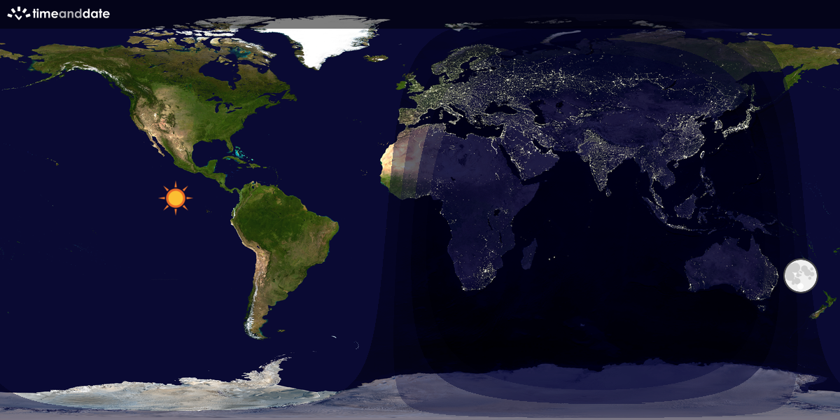 Verdenskart som viser dag og natt 
