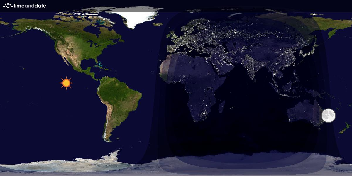 Verdenskart som viser dag og natt 