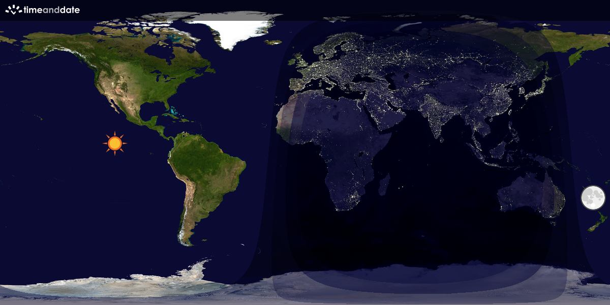 Verdenskart som viser dag og natt 