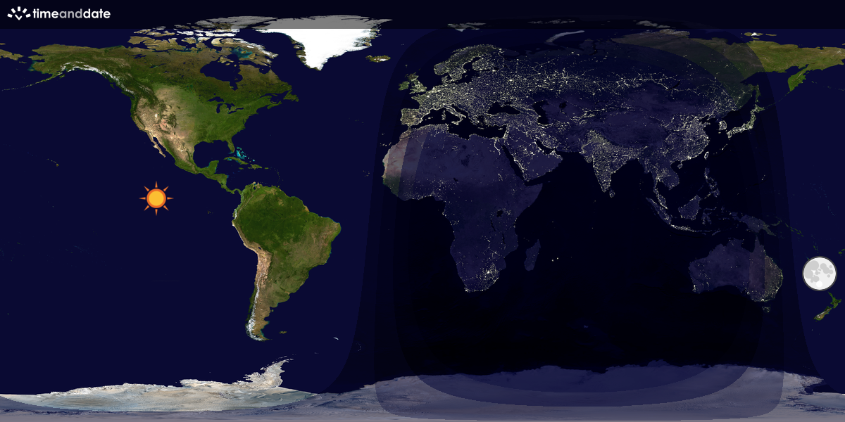 Verdenskart som viser dag og natt 