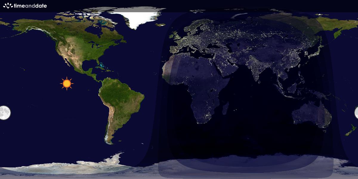 Verdenskart som viser dag og natt 