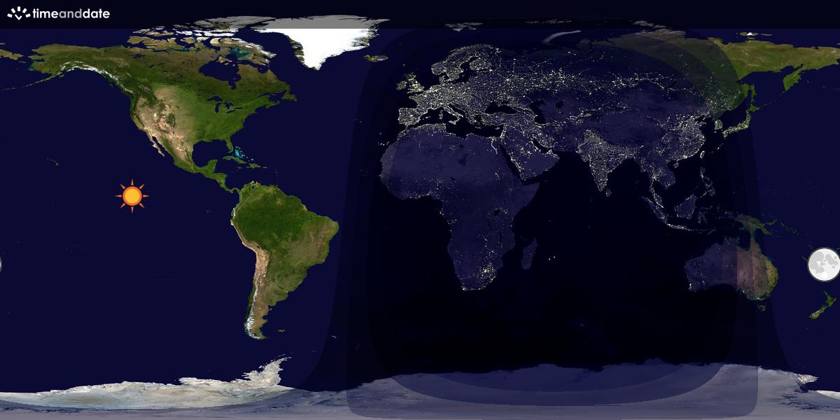 Verdenskart som viser dag og natt 