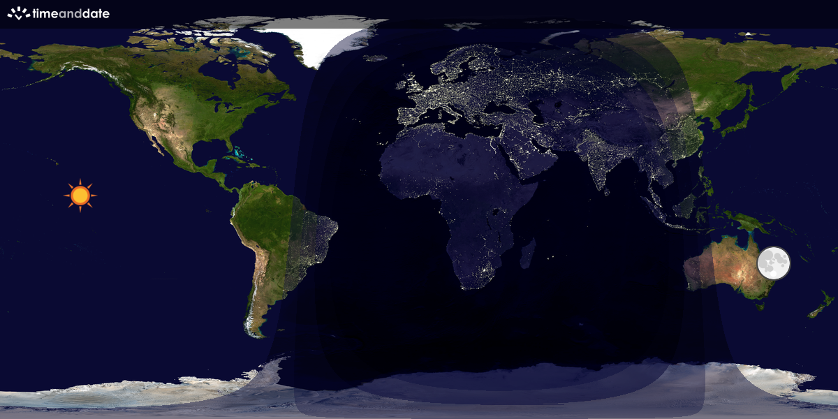 Verdenskart som viser dag og natt 