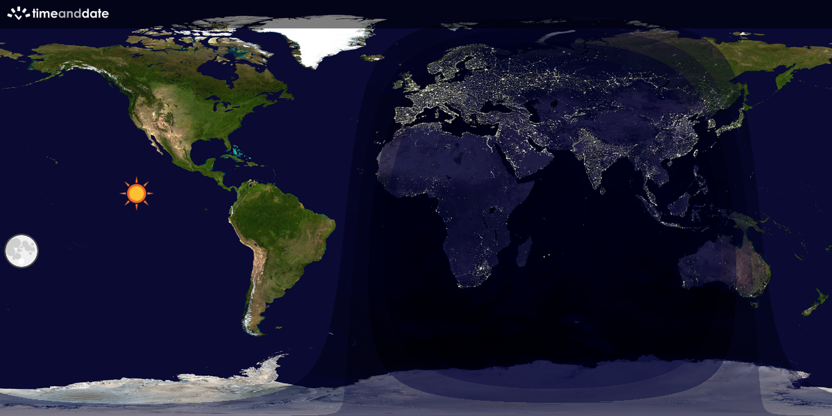 Verdenskart som viser dag og natt 