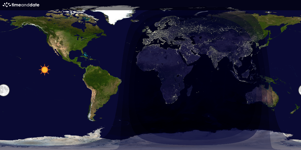 Verdenskart som viser dag og natt 