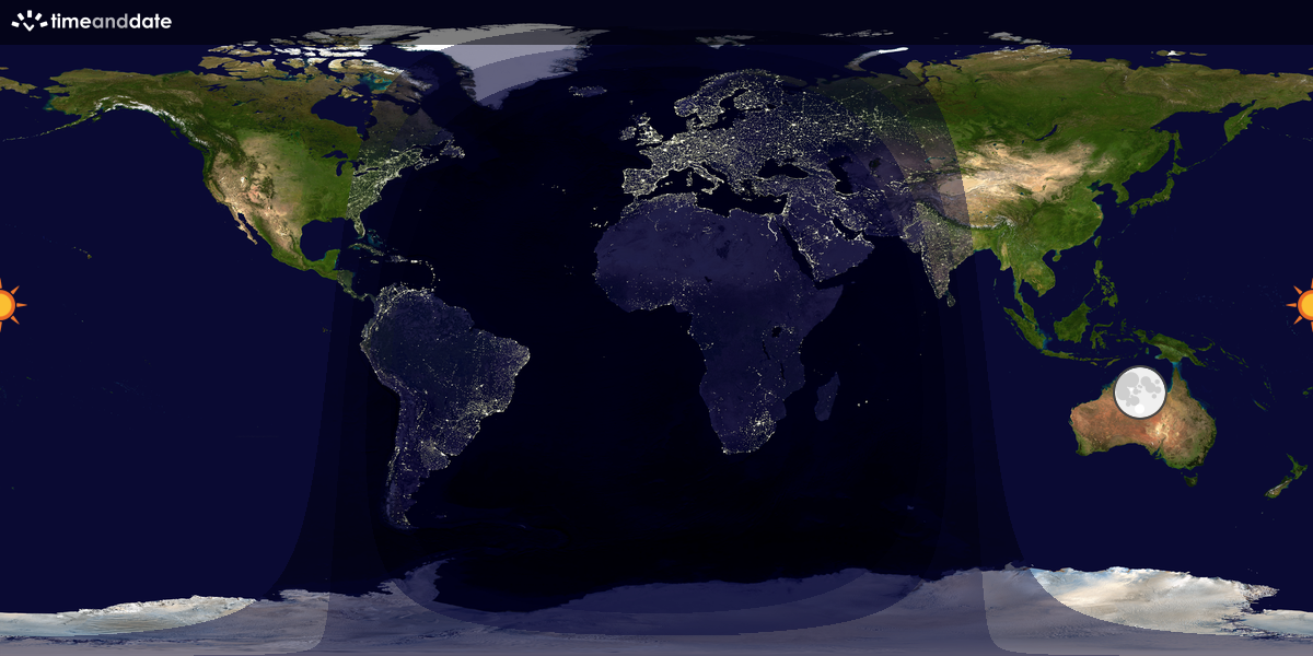 Verdenskart som viser dag og natt 