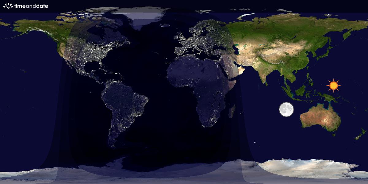 Verdenskart som viser dag og natt 