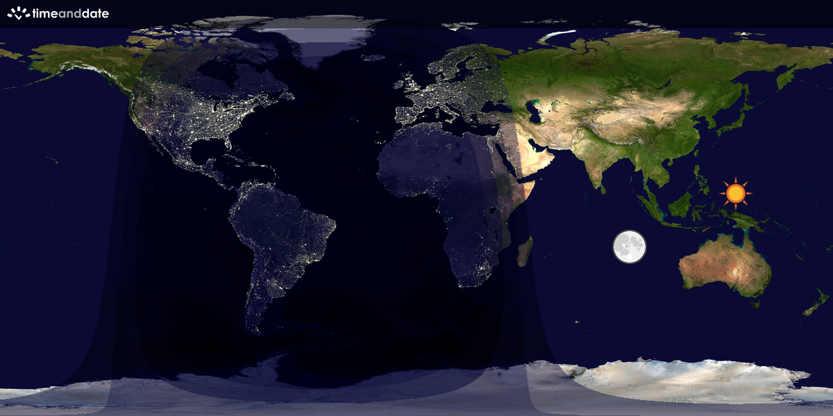Verdenskart som viser dag og natt 