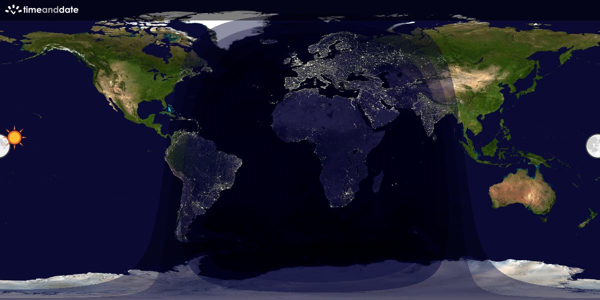Verdenskart som viser dag og natt 