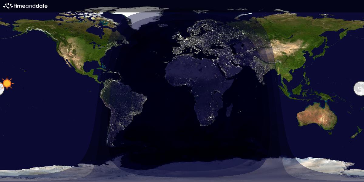 Verdenskart som viser dag og natt 