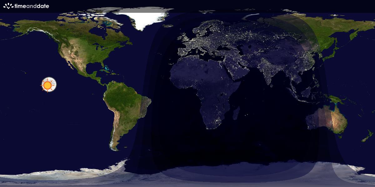 Verdenskart som viser dag og natt 