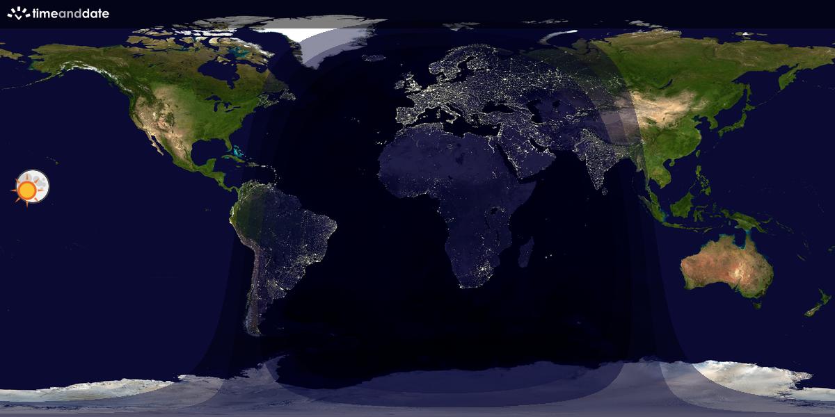 Verdenskart som viser dag og natt 