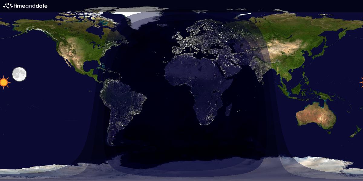 Verdenskart som viser dag og natt 