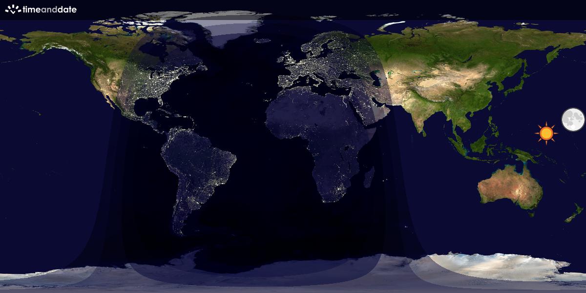 Verdenskart som viser dag og natt 