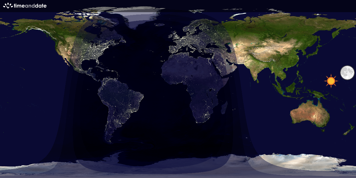 Verdenskart som viser dag og natt 