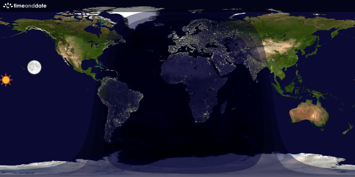 Verdenskart som viser dag og natt 