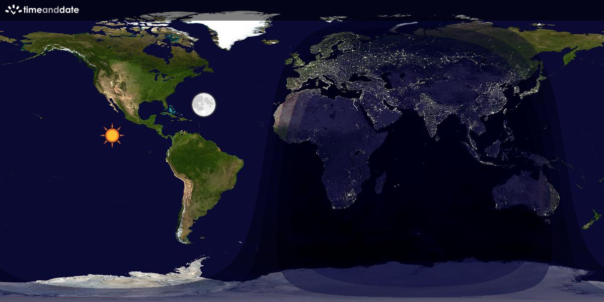 Verdenskart som viser dag og natt 