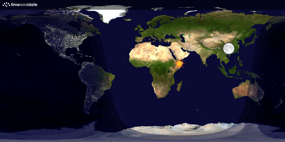 Verdenskart som viser dag og natt 