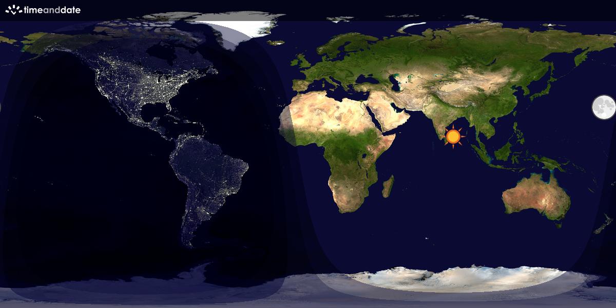 Verdenskart som viser dag og natt 