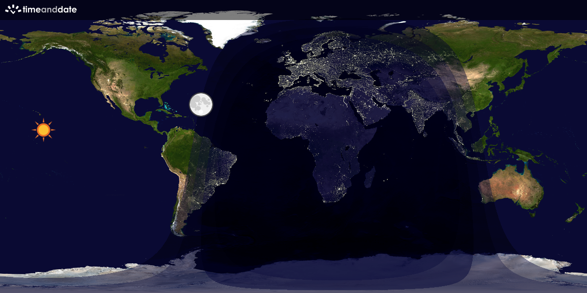 Verdenskart som viser dag og natt 