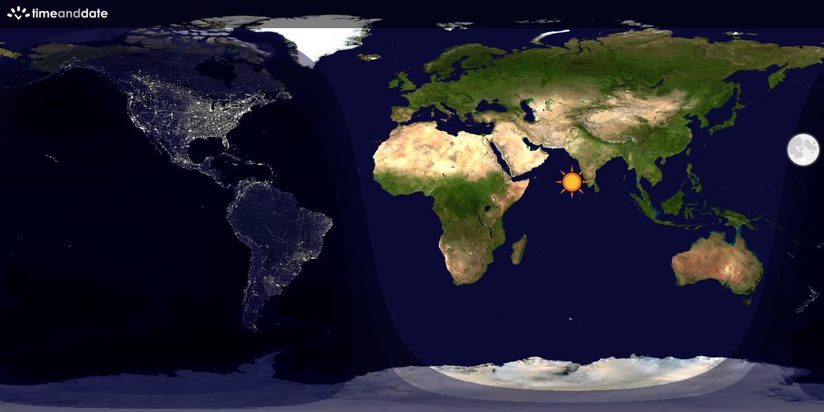 Verdenskart som viser dag og natt 