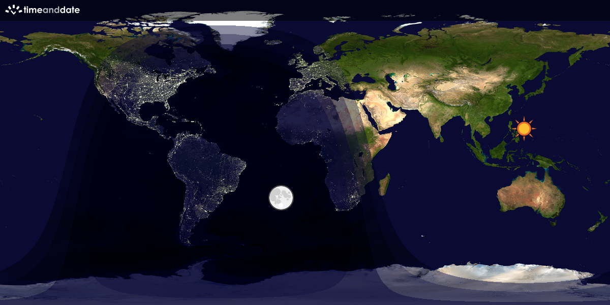 Verdenskart som viser dag og natt 