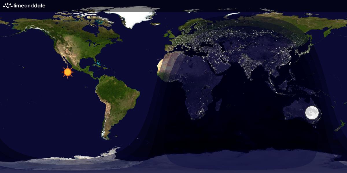 Verdenskart som viser dag og natt 