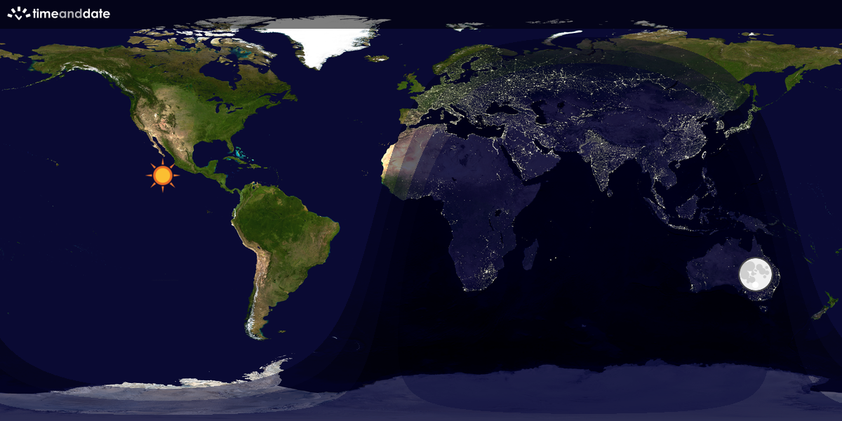 Verdenskart som viser dag og natt 