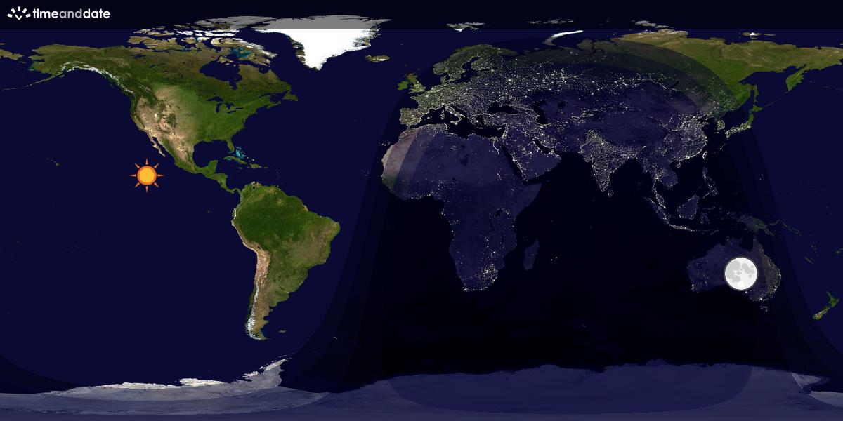 Verdenskart som viser dag og natt 