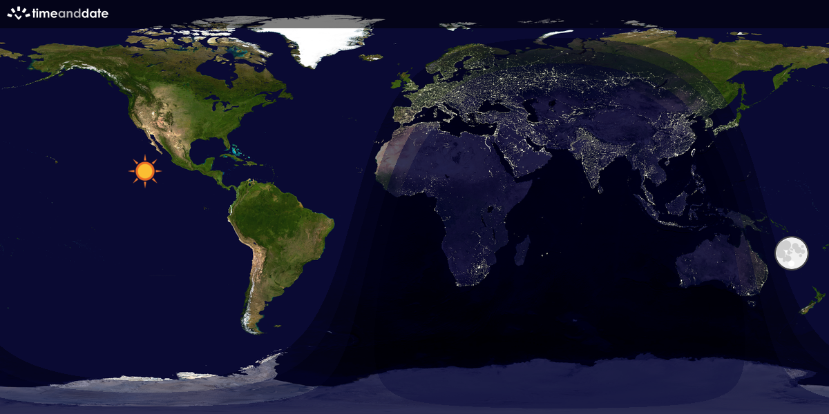 Verdenskart som viser dag og natt 