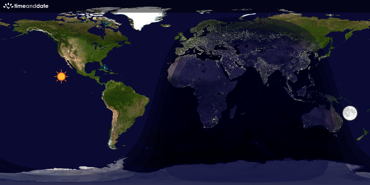 Verdenskart som viser dag og natt 