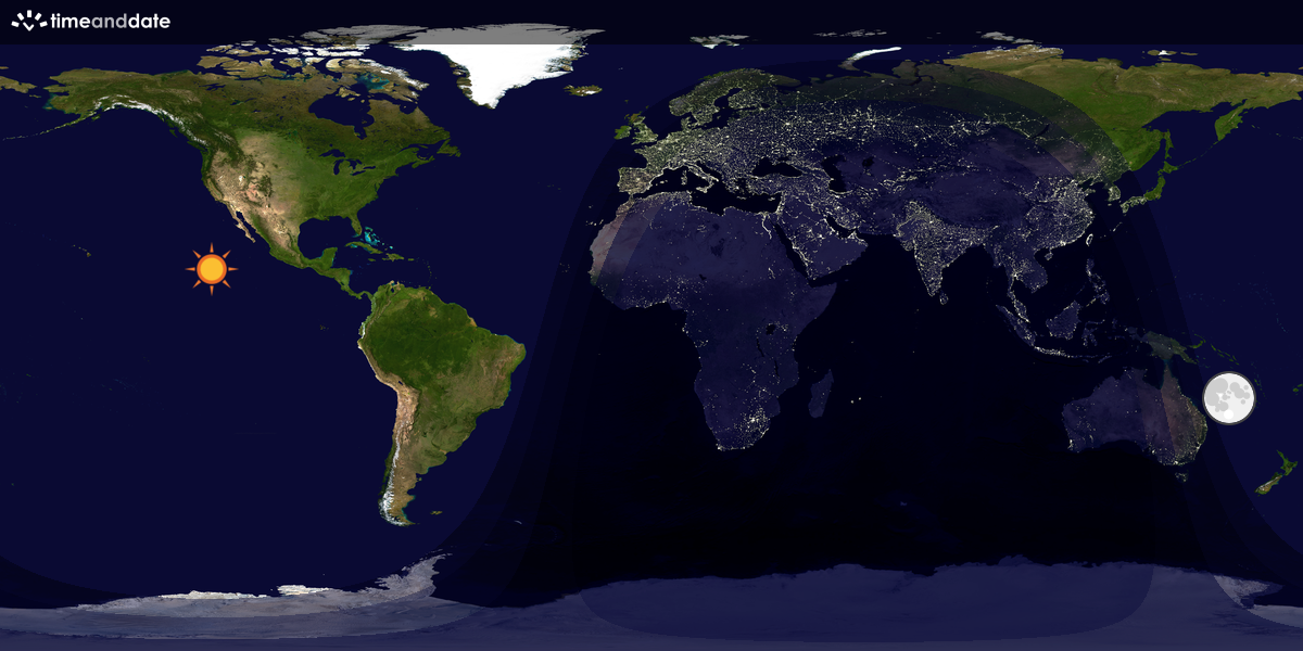 Verdenskart som viser dag og natt 