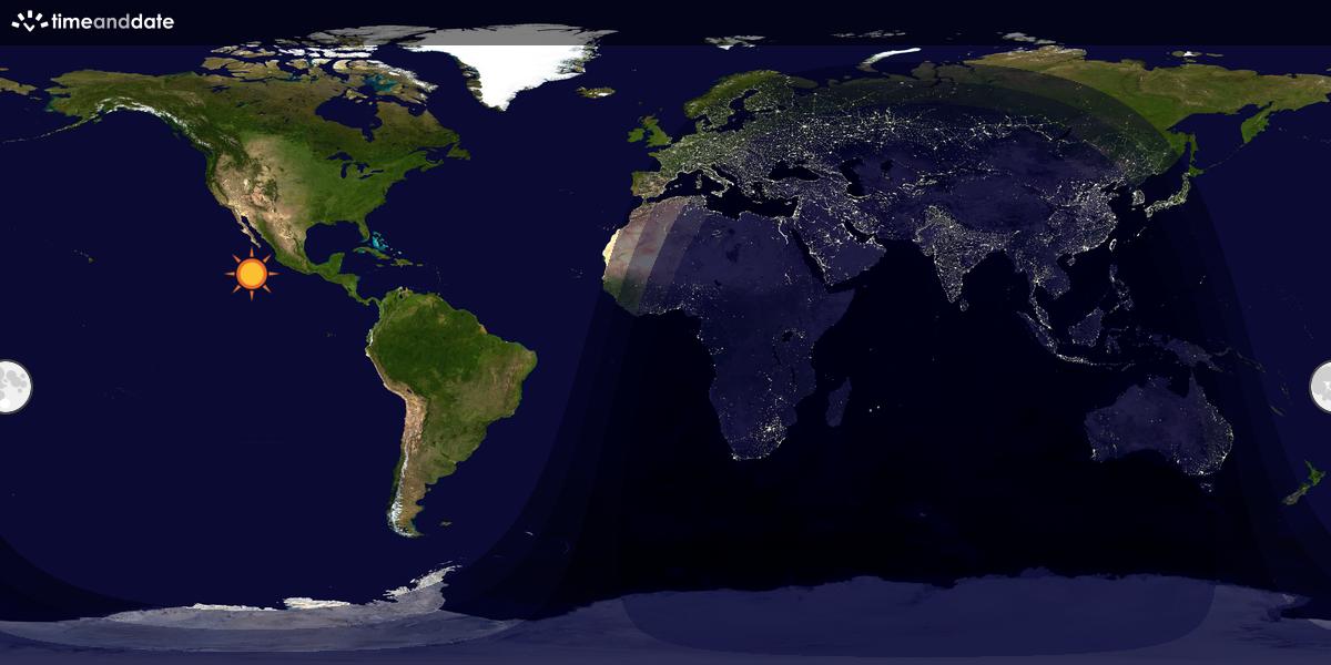 Verdenskart som viser dag og natt 