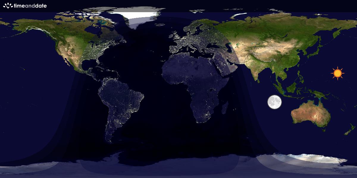 Verdenskart som viser dag og natt 