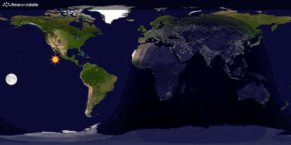 Verdenskart som viser dag og natt 